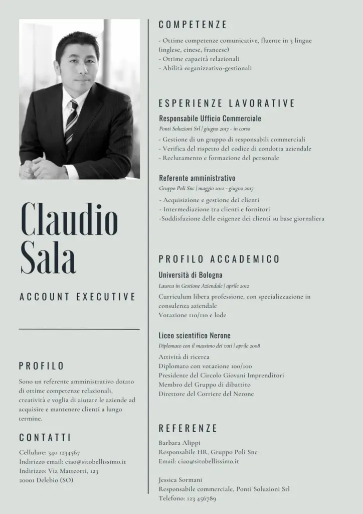 modello CV professionisti Areajob